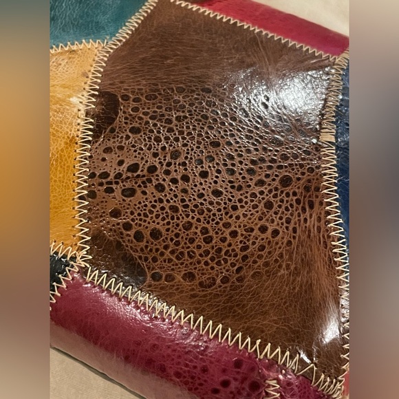 Vintage STUART KERN Exotic Leather Patchwork Crossbody Clutch - Hand-Stitched - Picture 4 of 10